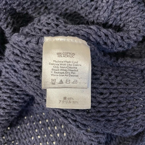 Eddie Bauer Navy Blue Open Stitch Knit Heavyweight Tunic Cardigan Small Women’s - Picture 12 of 13